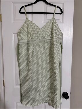 Motherhood Maternity Light Green and White Diagonal-Stripe Strapless Slip Dress